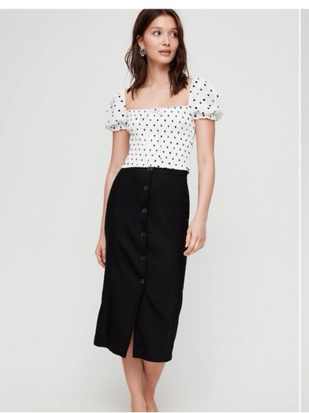 Wilfred Charrie Black Button-Front Pencil Skirt Sz 4